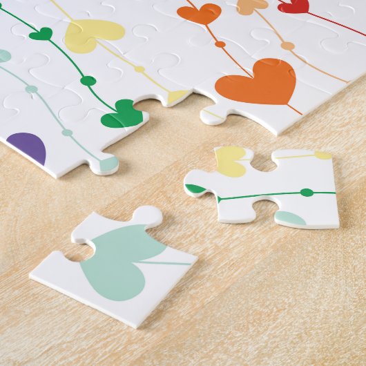  Rainbow Hearts Pattern Legpuzzel (Zijkant)