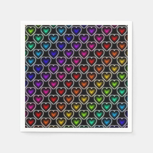 Rainbow Hearts Pattern Napkins Servetten (Voorkant)
