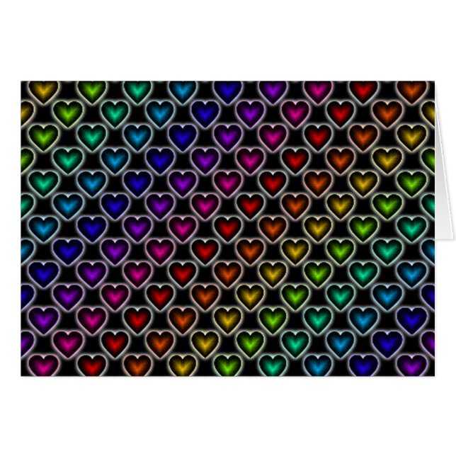 Rainbow Hearts Pattern Note Card (Voorkant Horizontaal)