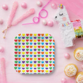 Rainbow Hearts Pattern Papieren Bordje (Feest)
