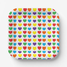 Rainbow Hearts Pattern Papieren Bordje