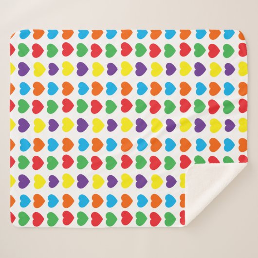 Rainbow Hearts Pattern Sherpa Deken (Voorkant (horizontaal))