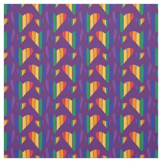 Rainbow Hearts Pattern Stof (Swatch)