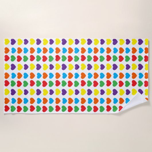 Rainbow Hearts Pattern Strandlaken (Voorkant)