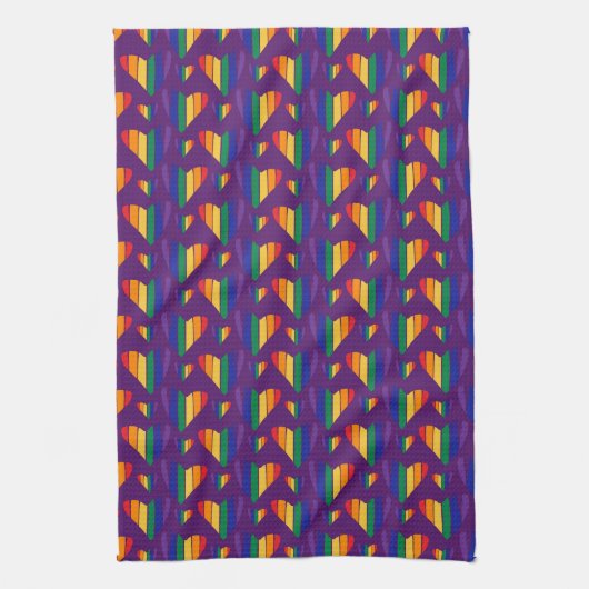 Rainbow Hearts Pattern Theedoek (Verticaal)