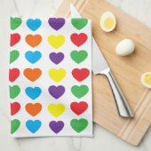 Rainbow Hearts Pattern Theedoek (Quarter Fold)