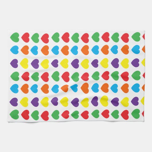 Rainbow Hearts Pattern Theedoek (Horizontaal)