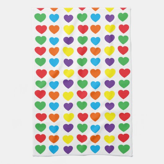 Rainbow Hearts Pattern Theedoek (Verticaal)