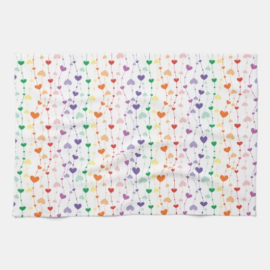 Rainbow Hearts Pattern Theedoek (Horizontaal)