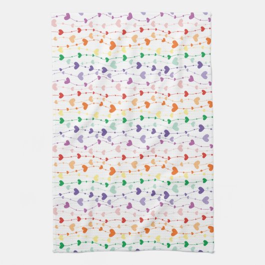 Rainbow Hearts Pattern Theedoek (Verticaal)