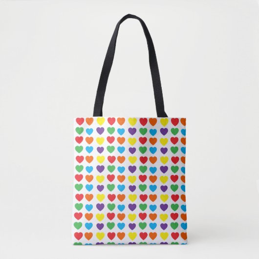 Rainbow Hearts Pattern Tote Bag (Voorkant)