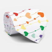  Rainbow Hearts Pattern Valentijnsdag Stropdas (Opgerold)