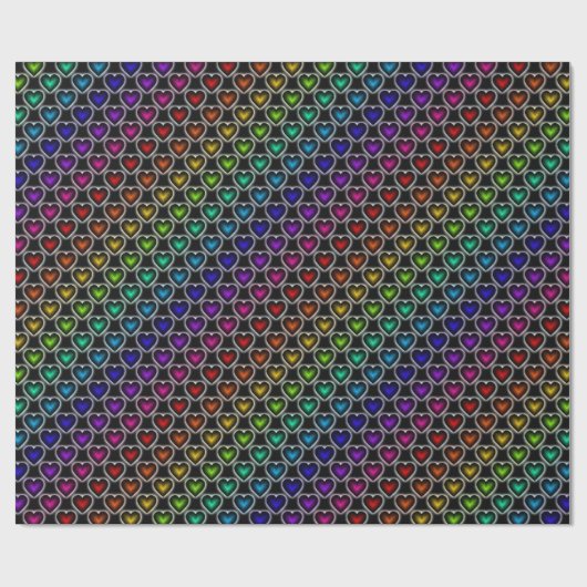 Rainbow Hearts Pattern Wrapping Paper Cadeaupapier (Vlak)