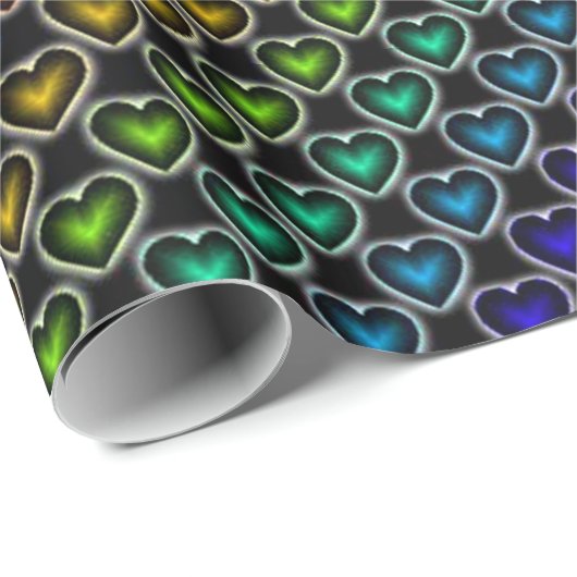 Rainbow Hearts Pattern Wrapping Paper Cadeaupapier (Rol Hoek)