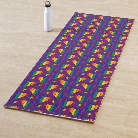 Rainbow Hearts Pattern Yogamat (In situ)