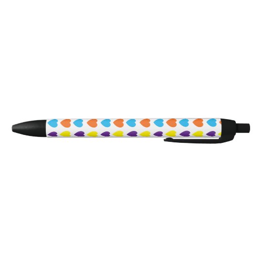 Rainbow Hearts Pattern Zwarte Inkt Pen (Bodem)