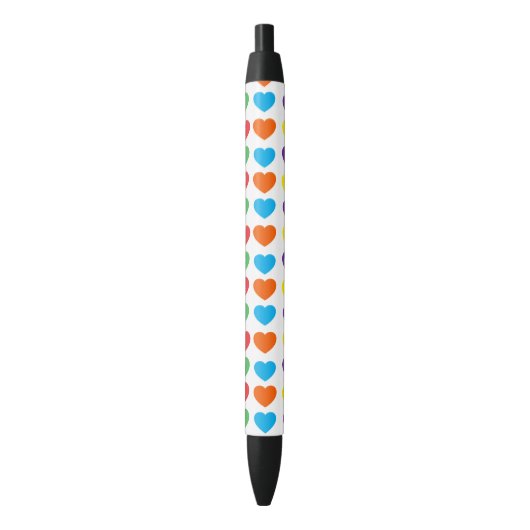 Rainbow Hearts Pattern Zwarte Inkt Pen (Voorkant Verticaal)