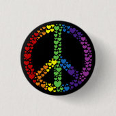 Rainbow Hearts Peace Sign Button (Voorkant)