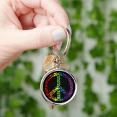 Rainbow Hearts Peace Sign Sleutelhanger (Hand)