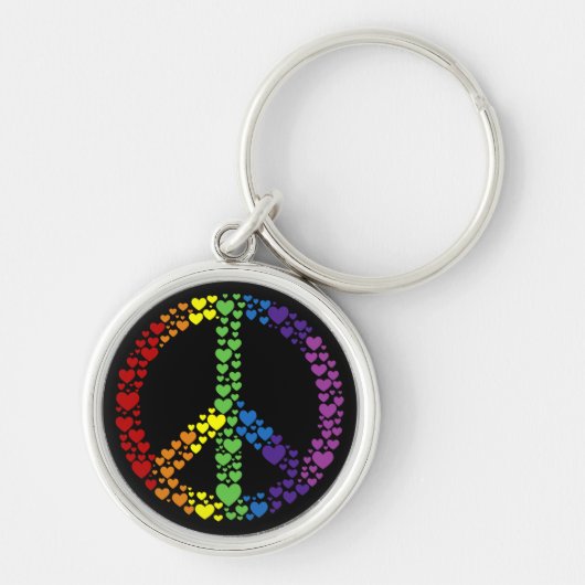 Rainbow Hearts Peace Sign Sleutelhanger (Voorkant)
