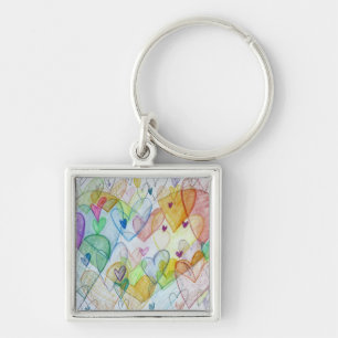 Rainbow Hearts Pendant Art Sleutelhanger Charm