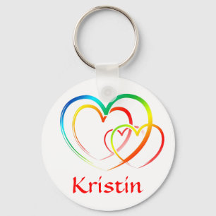 Rainbow Hearts Persoonlijke naam Sleutelhanger