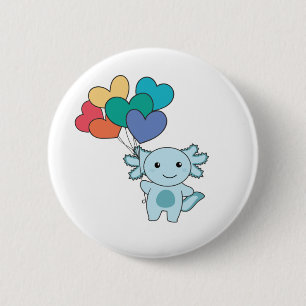 Rainbow Hearts Pride Lgbtq Balloons Axolotl Button