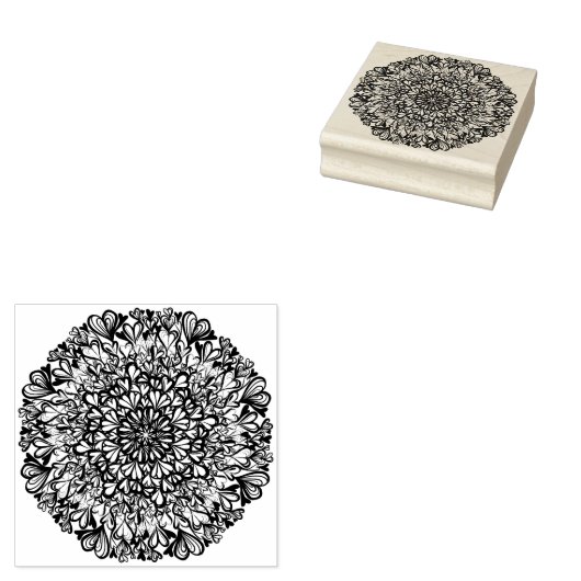 Rainbow Hearts Retro Mandala Rubberstempel (Gestempeld)