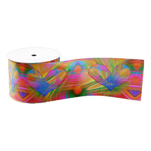 Rainbow Hearts Ribbon Grosgrain Lint