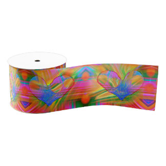 Rainbow Hearts Ribbon Grosgrain Lint