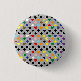 Rainbow Hearts Ronde Button 3,2 Cm