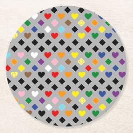 Rainbow Hearts Ronde Kartonnen Onderzetter