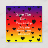 Rainbow Hearts Save The Date Gay Wedding, Informatiekaartje (Voorkant)