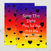 Rainbow Hearts Save The Date Gay Wedding, Kaart (Voorkant / Achterkant)
