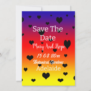 Rainbow Hearts Save The Date Gay Wedding, Kaart