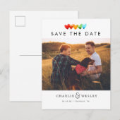 Rainbow Hearts Save the Date with Photo Briefkaart (Voorkant / Achterkant)