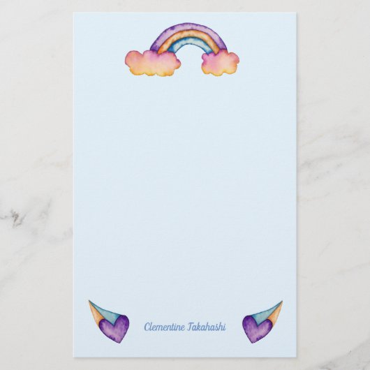 Rainbow Hearts | Schattigee Kinder Briefpapier (Voorkant)