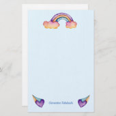 Rainbow Hearts | Schattigee Kinder Briefpapier (Voorkant / Achterkant)