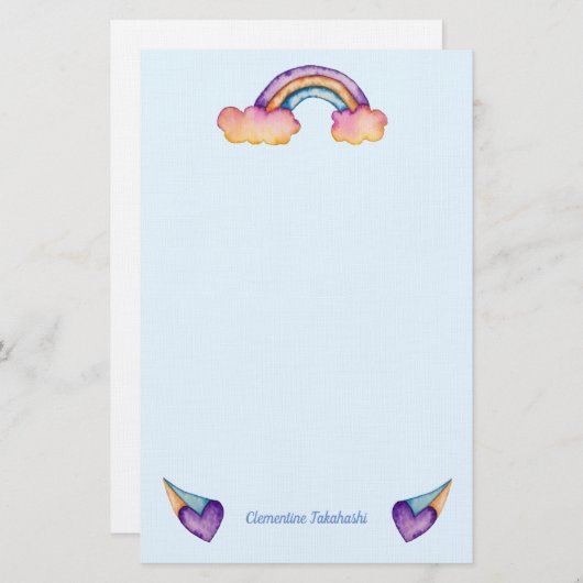 Rainbow Hearts | Schattigee Kinder Briefpapier (Voorkant / Achterkant)