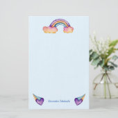Rainbow Hearts | Schattigee Kinder Briefpapier (Staand voorkant)