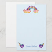 Rainbow Hearts | Schattigee Kinder Briefpapier (Voorkant / Achterkant)