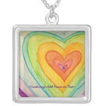 Rainbow Hearts Silver Ketting Pendants
