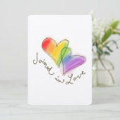 Rainbow Hearts sluit zich aan bij Love Invitation Kaart (Staand voorkant)