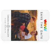Rainbow Hearts Sparen de Datum met Foto Magneet (Horizontaal)