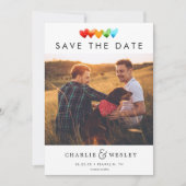 Rainbow Hearts Sparen de Datum met Foto Save The Date (Voorkant)