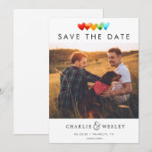 Rainbow Hearts Sparen de Datum met Foto Save The Date (Voorkant / Achterkant)