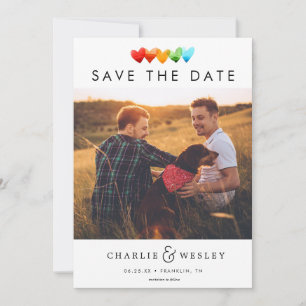 Rainbow Hearts Sparen de Datum met Foto Save The Date