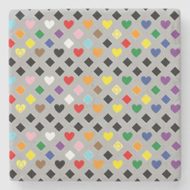 Rainbow Hearts Stenen Onderzetter