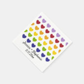 Rainbow Hearts Stripes gepersonaliseerde bruiloft Servet (Hoek)
