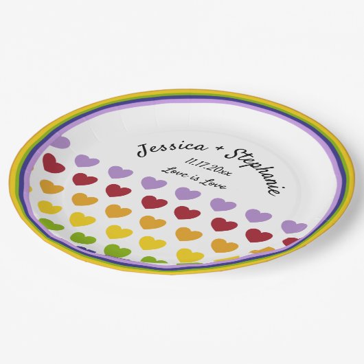 Rainbow Hearts Stripes patteralized Personalized Papieren Bordje (Gekanteld)